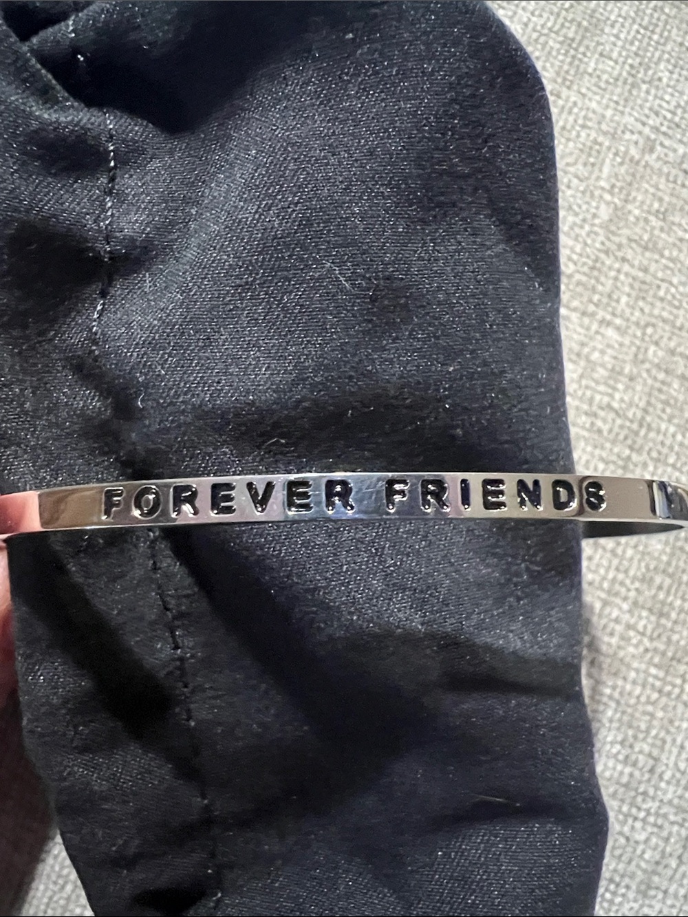 "FOREVER FRIENDS" Silver Tone Bangle Bracelet